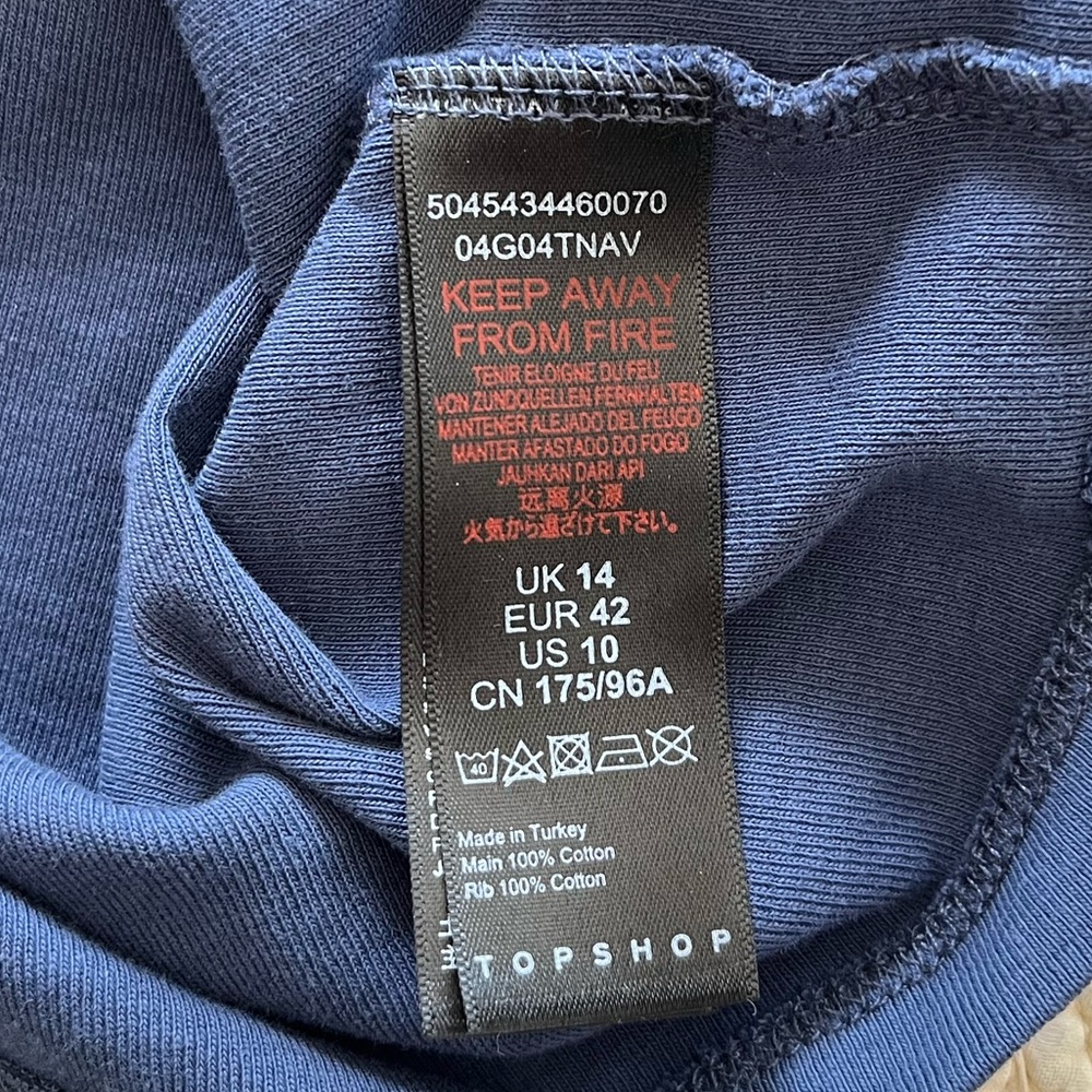 Topshop Notting Hill Navy Blue Crop Top size 10 - Picture 5 of 7